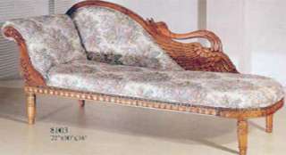 Light Walnut/Floral Baroque Chaise Lounge  