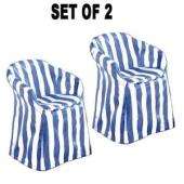 Outdoor Chair Covers with Pads (Blue Stripe Decorative) Set of 2