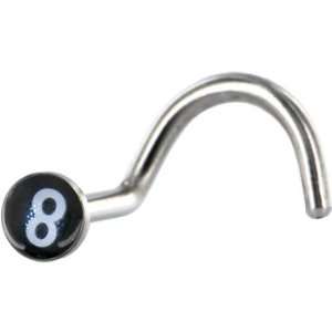    Surgical Steel Black and White 8 Ball Logo Nose Ring Jewelry