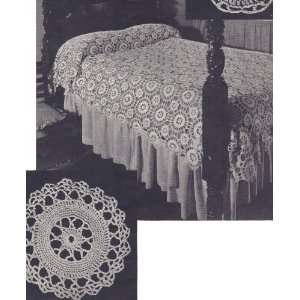 Vintage Crochet PATTERN to make   Motif Bedspread Starwheel Round. NOT 