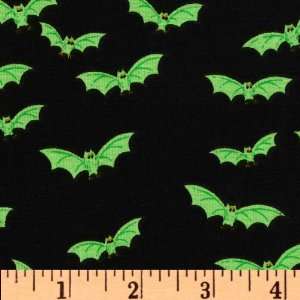  44 Wide Bats Black/Green Fabric By The Yard Arts 