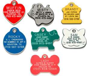 Plastic Acrylic Pet Dog Cat ID Tags 7 Shapes & 6 Colors  