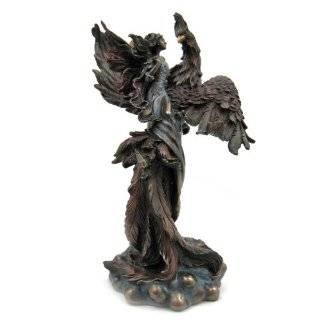 Bronzed Finish Phoenix W/ Fairy Statue Bird Mythology