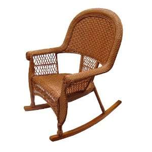  39 Honey Brown Resin Wicker Outdoor Patio Rocking Chair 