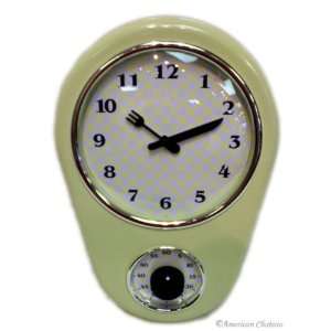   Retro 50s 50s Green Designer Kitchen Timer Wall Clock