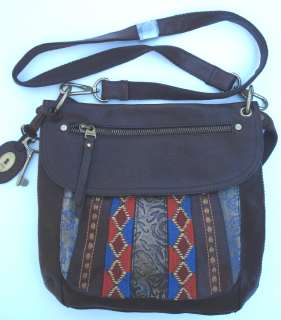 FOSSIL kilim weave indian blanket SOUTHWEST crossbody messenger bag 
