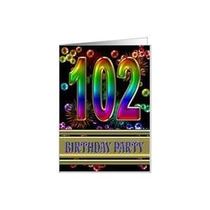   party invitation with bubbles and fireworks Card Toys & Games