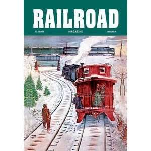 Railroad Magazine December Trains, 1951   12x18 Framed Print in Black 