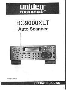 Uniden BC 9000 XLT Bearcat Police Scanner Radio Manual  
