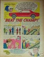 1964 Aurora Mustang Slot Car Road Race/Racing Set Kids Toy Promo 10 X 