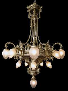 6057 19th Century French Solid Bronze Chandelier  