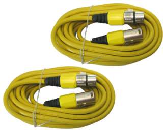 2x 25 FT 50 foot XLR mic microphone cable cord YELLOW  
