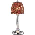 accent end table grill center glass top in red finish