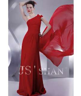 JSSHAN Red One shoulder Ball Evening Gown Prom Dress  