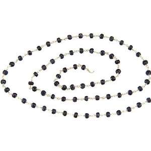  Faceted Sapphire Beaded Chain (Price Per Meter)   Sterling 