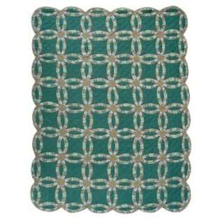 Patch Magic Green Double Wedding Ring Quilt Luxury, King, 120 Inch by 