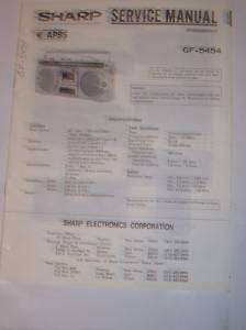 Sharp Service Manual~GF 5454 Boombox Cassette Radio  