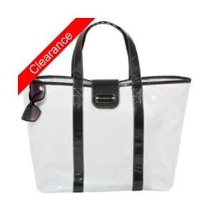  Lindy Lous® White with Black Straps Tote Bag