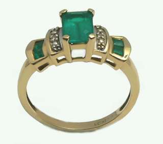 COLOMBIAN EMERALD & DIAMOND RING 14K GOLD .62 CTS  