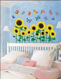   sunflower Art Deco nursery decal mural Wall Paper Sticker kids  