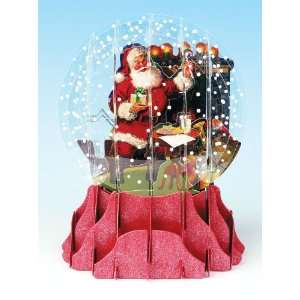 Christmas Greeting Card Pop up 3 d Snow Globe Fireplace Santa  