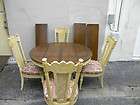 OAK DINING PAINTED TABLE WITH 4 CHAIRS & 3 LEAVES #1386