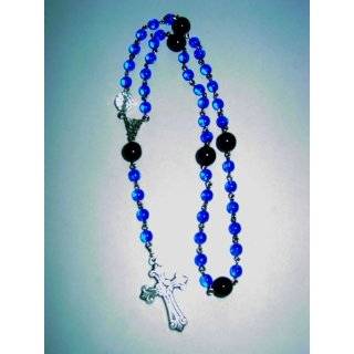 Lutheran Rosary, Prayer Beads   Cobalt, Black & Fire Polished Crystal 