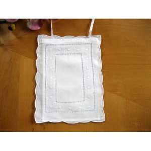   Linen Toilet Paper Cover with Embroidered Swiss Dots