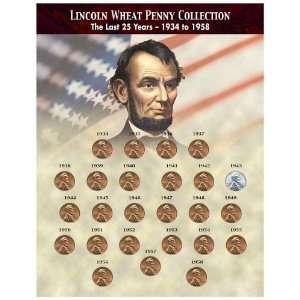   25 Years of Lincoln Wheat Penny Collection (1934 1958) Toys & Games