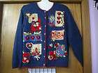 Womans size XL Heathered Blue ♥ SWEATER ♥ Beaded & embe