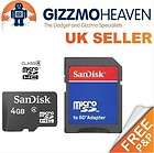4GB SANDISK MICRO SD SDHC MEMORY CARD + ADAPTOR UK