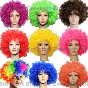 Party Rainbow Afro Clown Child Adult Costume Wig Hair 15 Different 