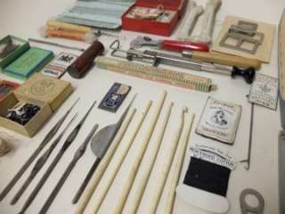   OF NEEDLEWORK SEWING CROCHET ITEMS & TOOLS THREADS PEARL BUTTONS ETC