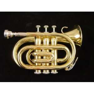  NEW Bb POCKET TRUMPET WITH HARDCASE AND MOUTH PIECE 