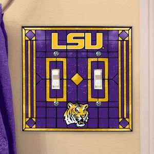   LSU Tigers NCAA Art Glass Double Switch Plate Cover