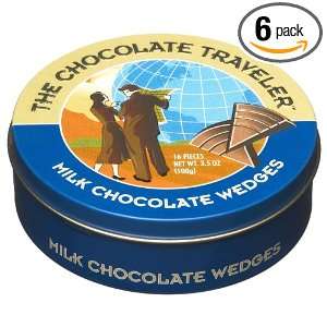 The Chocolate Traveler Milk Chocolate Wedges, 3.5 Ounce Tins (Pack of 