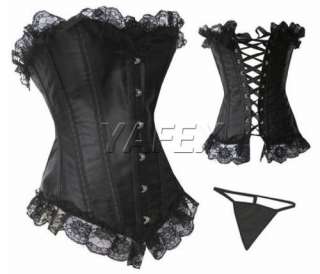   , Sexy Lace Up Corset Bustier + G String Size S~2XL A036 New  