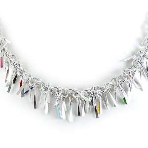 Sterling Silver Shimmy Necklace with Enamel Color Accents, Adjustable 