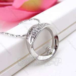 Korean Jewelry Silver Color Rhinestone Circle Pendant Necklace Best 