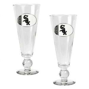 Chicago White Sox Oval Logo 2 Piece Pilsner Glass Set with Baseball on 