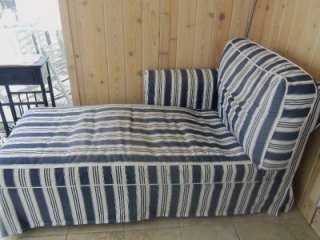 Ikea Ektorp Chaise Slipcover (with cushion covers)Navy Blue/White 