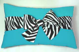 Black & Turquoise Zebra Stripe Throw Pillow Sofa Bed  