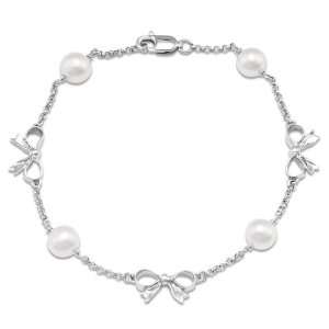   Freshwater Pearl Bow Bracelet in 14K White Gold Maui Divers of Hawaii