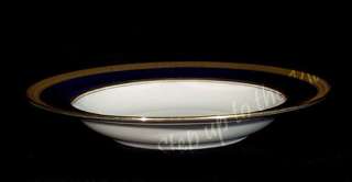   China LOWELL Cobalt Blue P67B Gold Encrusted Rimmed Soup Pasta Bowl /s