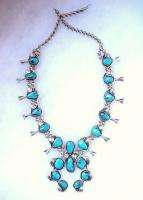  Pawn SSilver Gem Qual BISBEE Turquoise Squash Blossom Necklace  