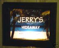 Lighted personalized PALM TREE HIDEAWAY bar wall sign  