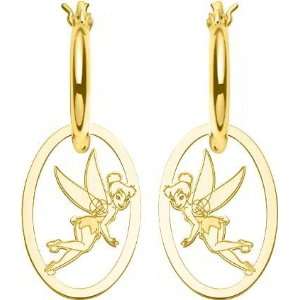  14K Gold Disney Tinker Bell Hoop Earrings Jewelry