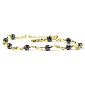   Diamond Cut Round Hematite   Magnetic Therapy Anklet 