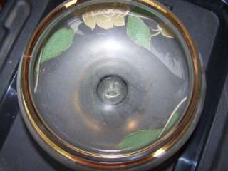 Rose Glass Bowl Centerpiece Display Bowls Gold Floral Housewares Decor 