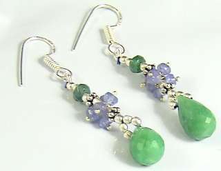 XCLUSIV DESIGNER 20Cts NATURAL TANZANITE AND EMERALD EARRINGS IN 